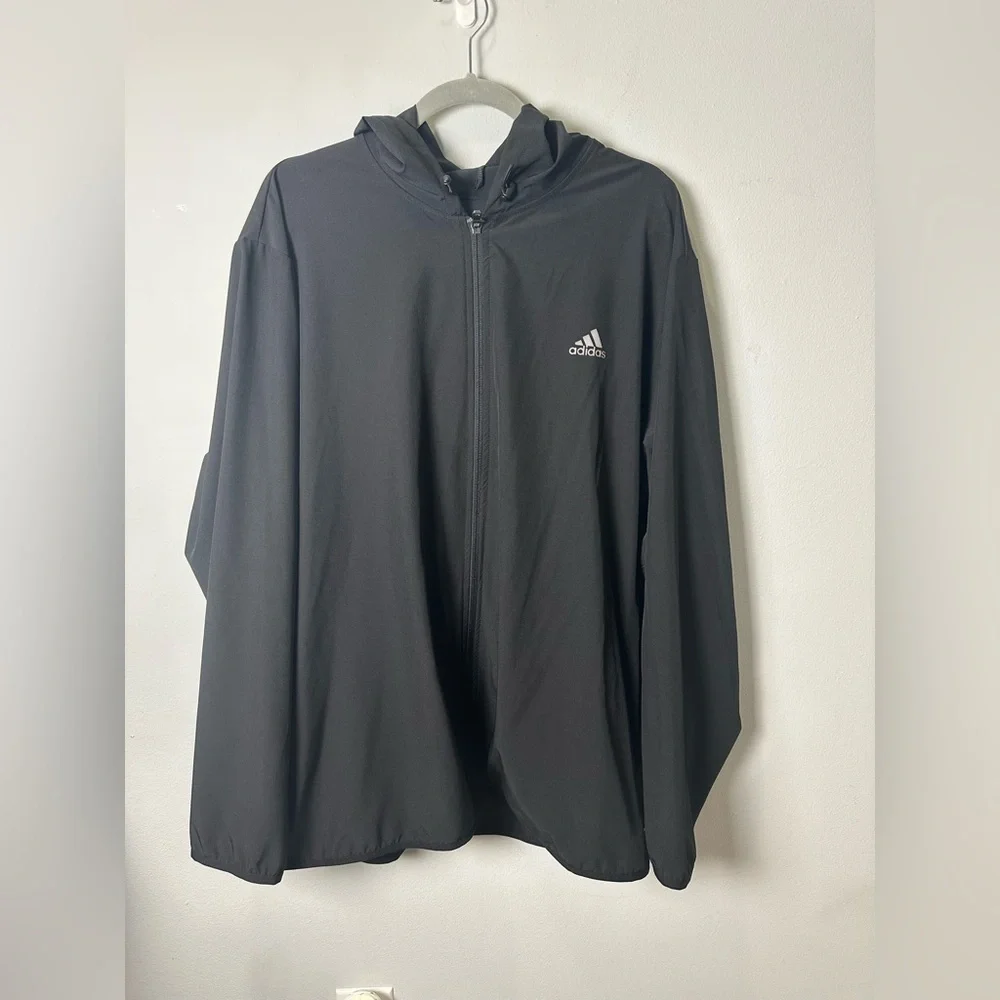 Adidas Golf Hooded Windbreaker Woven Jacket Black Size 2XL
